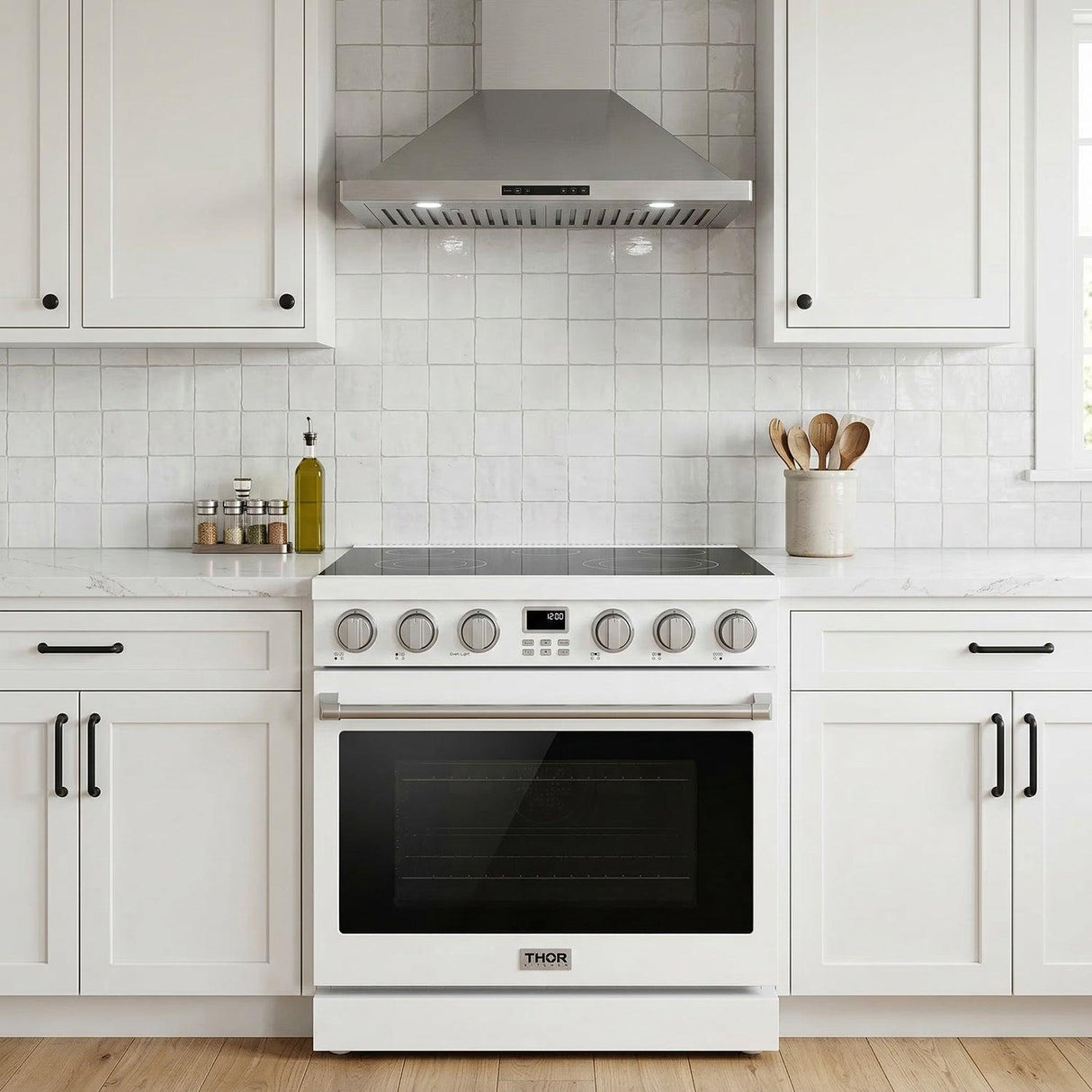 36 Inch Electric Range In White - Contemporary Professional