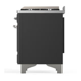 ILVE UMD40FNR3MGC Majestic III 40 inch Dual Fuel Range with 6 Burners and Griddle, Dual Function Burner up to 25,000 BTU (Natural Gas, Triple Glass Door, Graphite Matte, Chrome)