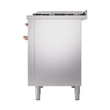 ILVE UN48FQNMPSSPLP Nostalgie II Noblesse 48 inch Dual Fuel Range (8 Sealed Burners + Griddle, Liquid Propane, Solid Door, Stainless Steel, Copper)