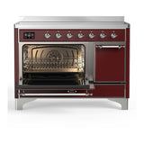 ILVE UMIB48QNR3BUC Majestic III 48 inch Induction Range with 6 Elements, 5.02 cu. ft. Total Oven Capacity (Solid Door, Burgundy, Chrome)