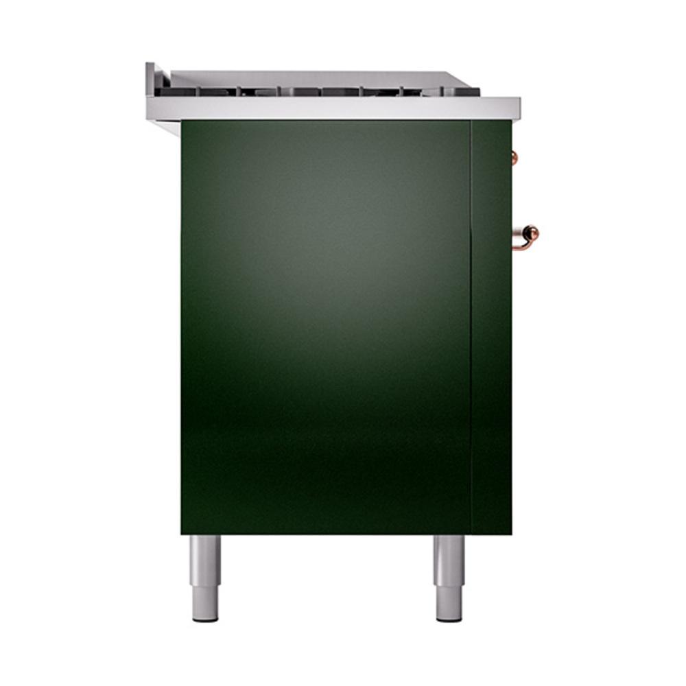 ILVE UN60FSQNMPEGP Nostalgie II Noblesse 60 inch Dual Fuel Range (7 Sealed Burners + Griddle + French Top, Natural Gas, Solid Door, Emerald Green, Copper)