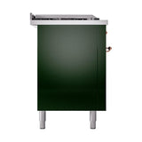 ILVE UN60FSQNMPEGP Nostalgie II Noblesse 60 inch Dual Fuel Range (7 Sealed Burners + Griddle + French Top, Natural Gas, Solid Door, Emerald Green, Copper)