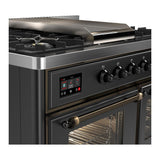 ILVE UMD40FNR3MGB Majestic III 40 inch Dual Fuel Range with 6 Burners and Griddle, Dual Function Burner up to 25,000 BTU (Natural Gas, Triple Glass Door, Graphite Matte, Burnished)