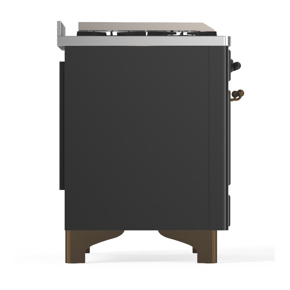 ILVE UMD40FQNR3MGB Majestic III 40 inch Dual Fuel Range with 6 Burners and Griddle, Dual Function Burner up to 25,000 BTU (Natural Gas, Solid Door, Graphite Matte, Burnished)