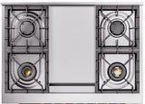 Nostalgie II 36 Inch Dual Fuel Natural Gas Freestanding Range in White with Chrome Trim