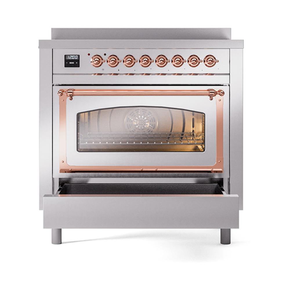 ILVE UNI366NMPSSP Nostalgie II Noblesse 36 inch Induction Range (Triple Glass Door, Stainless Steel, Copper)