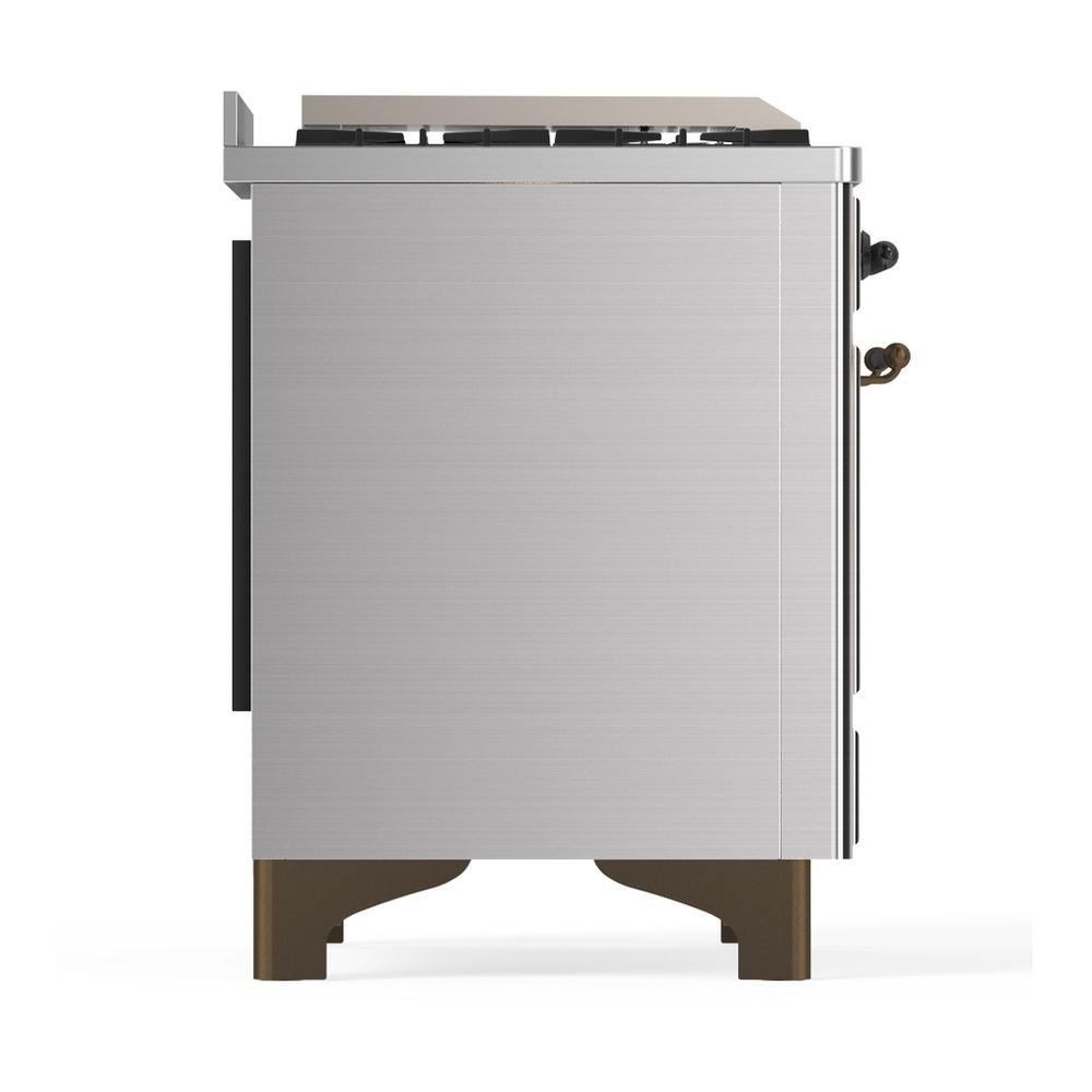 ILVE UM60FSNR3SSB Majestic III 60 inch Dual Fuel Range with 7 Burners, Griddle and French Top, Dual Function Burner with up to 25,000 BTU (Natural Gas, Triple Glass Door, Stainless Steel, Burnished)