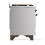 ILVE UM60FSNR3SSB Majestic III 60 inch Dual Fuel Range with 7 Burners, Griddle and French Top, Dual Function Burner with up to 25,000 BTU (Natural Gas, Triple Glass Door, Stainless Steel, Burnished)