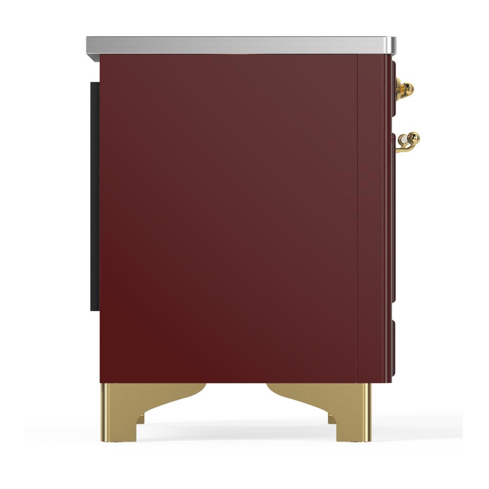 ILVE UMDIB40NR3BUG Majestic III 40 inch Induction Range with 6 Elements, 3.82 cu. ft. Total Oven Capacity (Triple Glass Door, Burgundy, Brass)