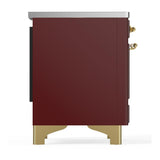ILVE UMDIB40NR3BUG Majestic III 40 inch Induction Range with 6 Elements, 3.82 cu. ft. Total Oven Capacity (Triple Glass Door, Burgundy, Brass)