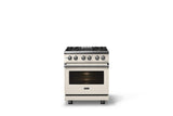 30"W. Dual Fuel Range (Finish: Pure White, Trim: Polished Chrome, Fuel: Natural Gas)