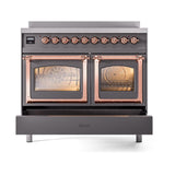 ILVE UNDI406NMPMGP Nostalgie II Noblesse 40 inch Induction Range (Triple Glass Door, Graphite Matte, Copper)