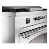 ILVE UN60FSNMPSSCLP Nostalgie II Noblesse 60 inch Dual Fuel Range (7 Sealed Burners + Griddle + French Top, Liquid Propane, Triple Glass Door, Stainless Steel, Chrome)