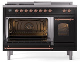 Nostalgie II 48 Inch Dual Fuel Liquid Propane Freestanding Range in Glossy Black with Copper Trim