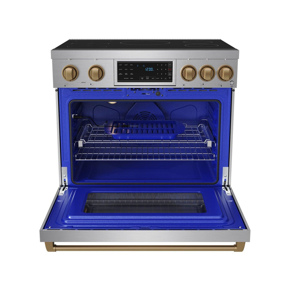 36 Inch Professional Induction Range With Tilt Panel Touch Control In Stainless Steel and Bronze  Gordon Ramsay Series