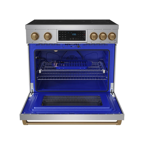 36 Inch Professional Induction Range With Tilt Panel Touch Control In Stainless Steel and Bronze  Gordon Ramsay Series