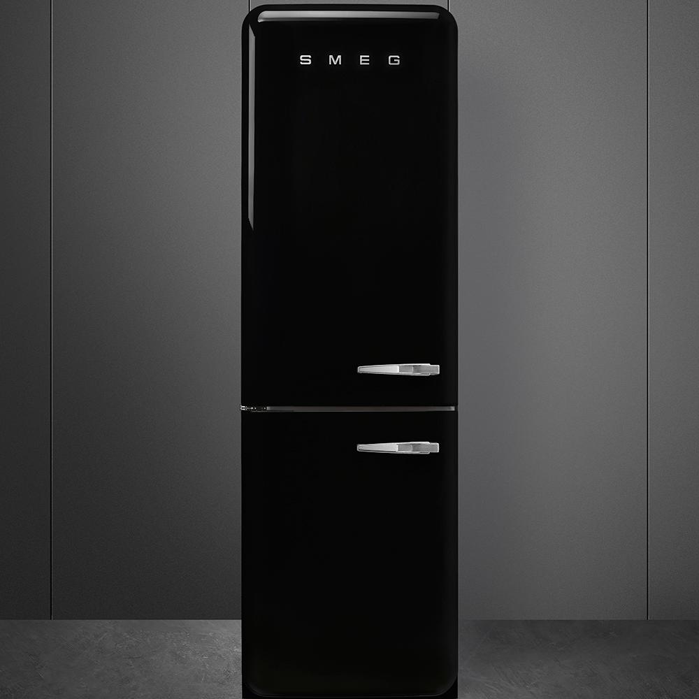 Approx 24" 50'S Style refrigerator with automatic freezer, Black, Left hand hinge
