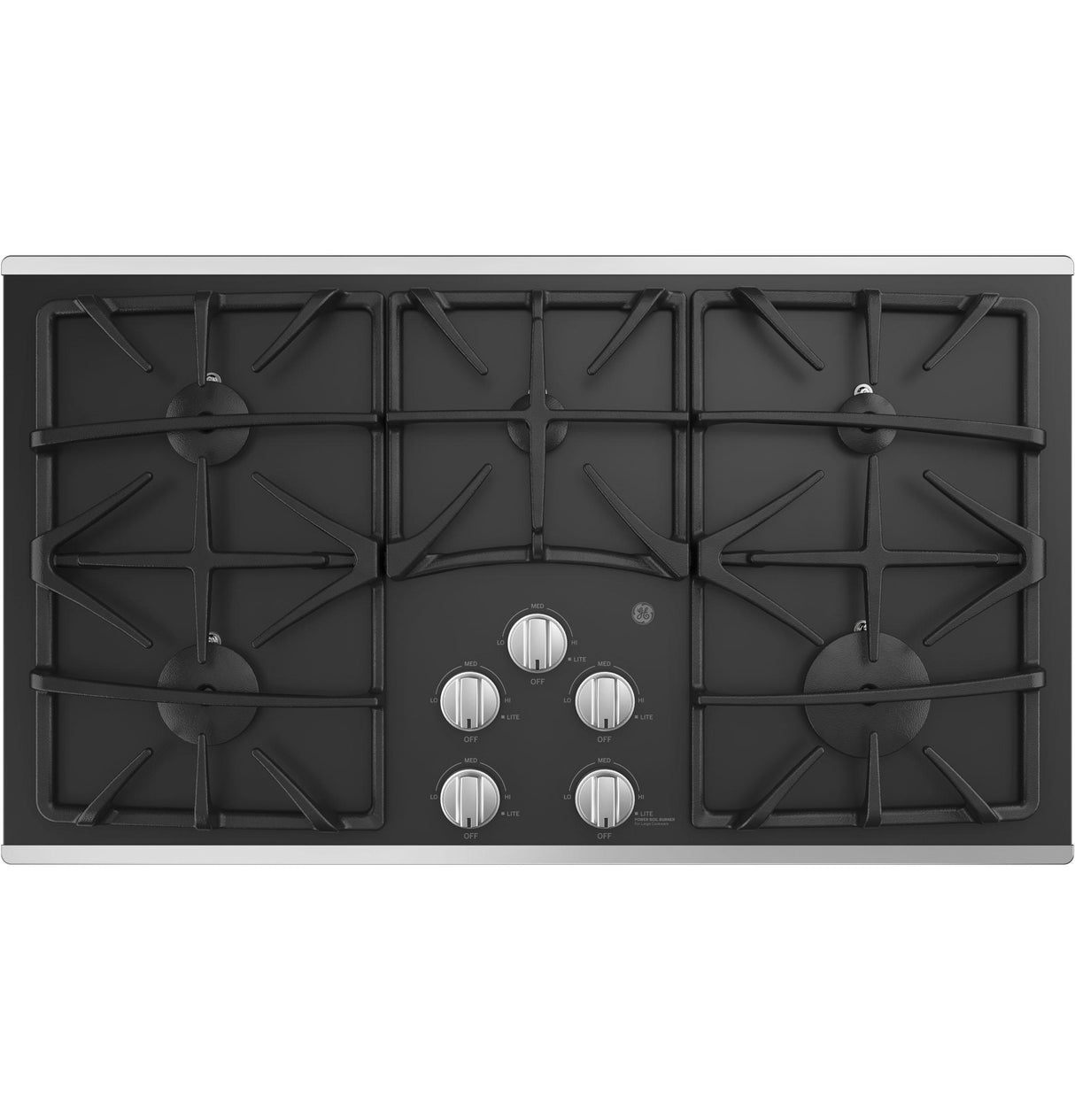 GE® 36" Built-In Gas on Glass Cooktop with 5 Burners and Dishwasher Safe Grates