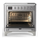 ILVE UMIB36NR3SSC Majestic III 36 inch Induction Range with 6 Elements, 3.5 cu. ft. Total Oven Capacity (Triple Glass Door, Stainless Steel, Chrome)