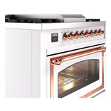 ILVE UN36FNMPWHP Nostalgie II Noblesse 36 inch Dual Fuel Range (Natural Gas, Triple Glass Door, White, Copper)