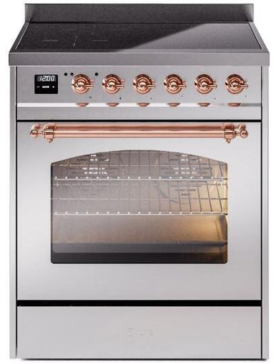 Nostalgie II 30 Inch Electric Freestanding Range in Stainless Steel with Copper Trim
