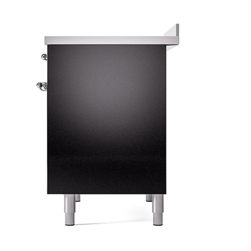 ILVE UNDI406QNMPBKC Nostalgie II Noblesse 40 inch Induction Range (Solid Door, Glossy Black, Chrome)