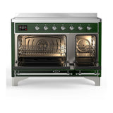 ILVE UMIB48QNR3EGC Majestic III 48 inch Induction Range with 6 Elements, 5.02 cu. ft. Total Oven Capacity (Solid Door, Emerald Green, Chrome)