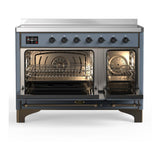 ILVE UMIB48NR3BGB Majestic III 48 inch Induction Range with 6 Elements, 5.02 cu. ft. Total Oven Capacity (Triple Glass Door, Blue Grey, Burnished)