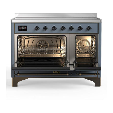 ILVE UMIB48NR3BGB Majestic III 48 inch Induction Range with 6 Elements, 5.02 cu. ft. Total Oven Capacity (Triple Glass Door, Blue Grey, Burnished)