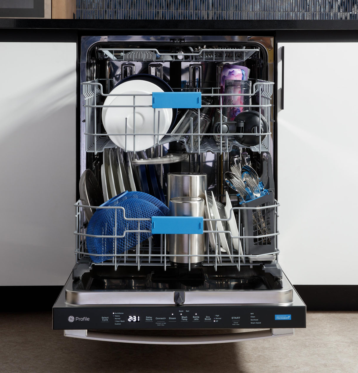 GE Profile™ ENERGY STAR® Fingerprint Resistant Top Control Stainless Interior Dishwasher with Microban™ Antimicrobial Technology