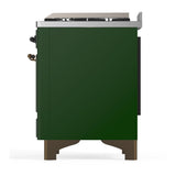 ILVE UM60FNR3EGB Majestic III 60 inch Dual Fuel Range with 9 Burners and Griddle, Dual Function Burner up to 25,000 BTU (Natural Gas, Triple Glass Door, Emerald Green, Burnished)