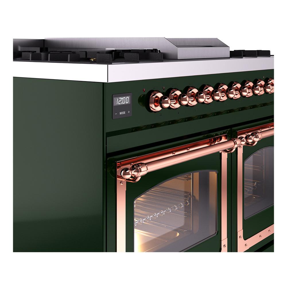 ILVE UND40FNMPEGPLP Nostalgie II Noblesse 40 inch Dual Fuel Range (Liquid Propane, Triple Glass Door, Emerald Green, Copper)