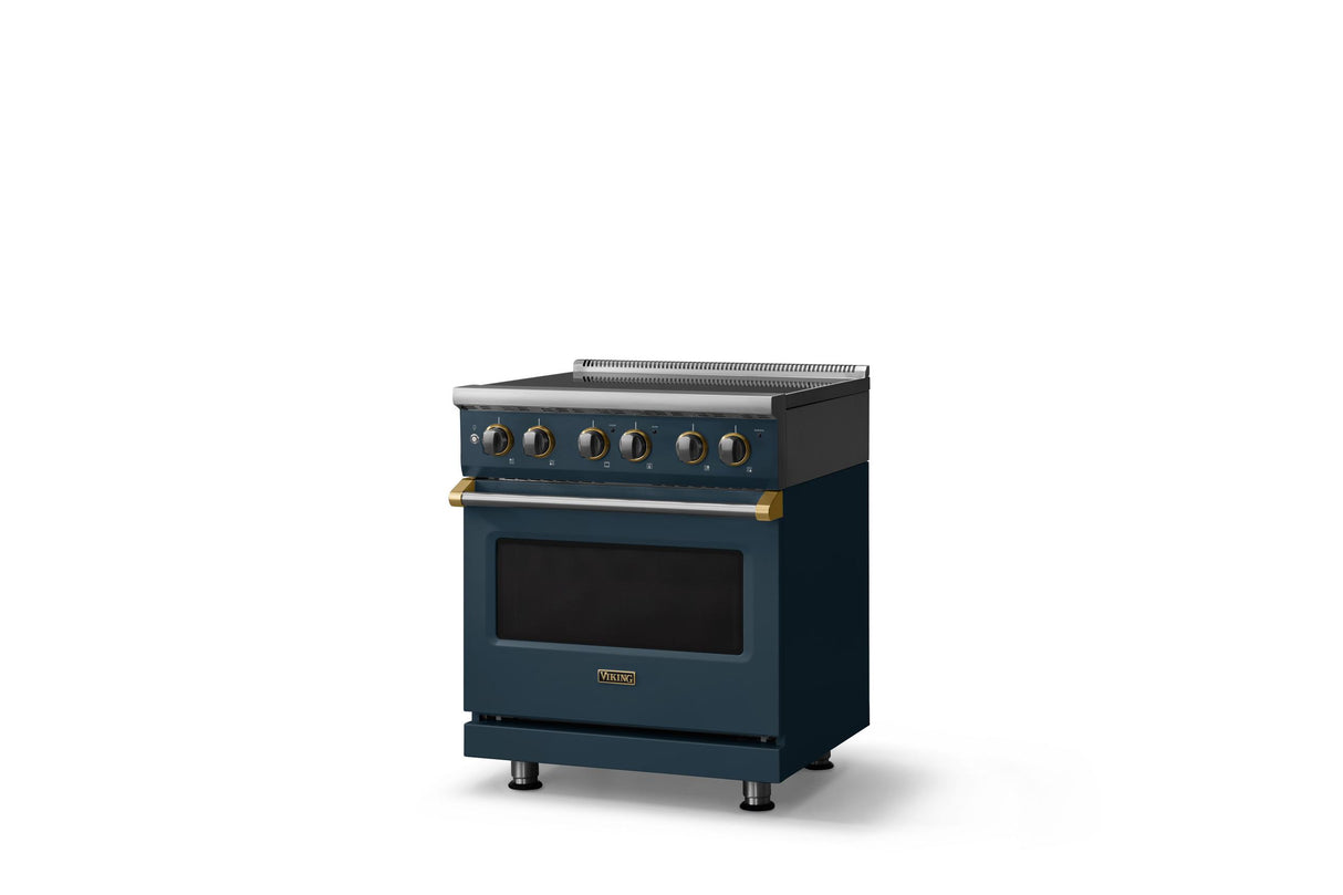 30"W. Electric Range (Finish: Squall, Trim: Brushed Brass)