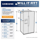 36" Wide, 24.5 cu. ft. Capacity Side-By-Side Refrigerator with LED Lighting (Stainless Steel)