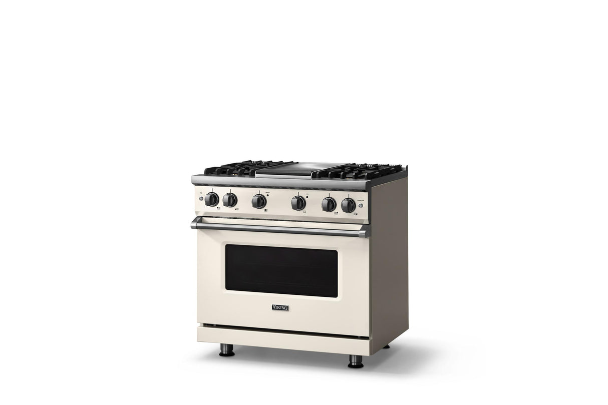 36"W. Sealed Burner Gas Range (Burner: 4g, Finish: Pure White, Trim: Polished Chrome, Fuel: Natural Gas)
