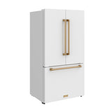 36 Inch French Door Counter Depth Refrigerator With Ice Maker - White/bronze  Gordon Ramsay Series