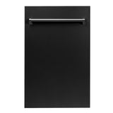 ZLINE 18 in. Compact Top Control Dishwasher with Stainless Steel Tub and Traditional Handle, 52dBa (DW-18) [Color: Black Matte]