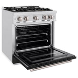 ZLINE 30 in. 4.2 cu. ft. Classic Gas Range with 4 Burner Cooktop and Convection Gas Oven in DuraSnow' Stainless Steel with Black Matte Door (CGRS-BLM-30)