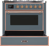 Majestic II 36 Inch Dual Fuel Liquid Propane Freestanding Range in Blue Grey with Copper Trim
