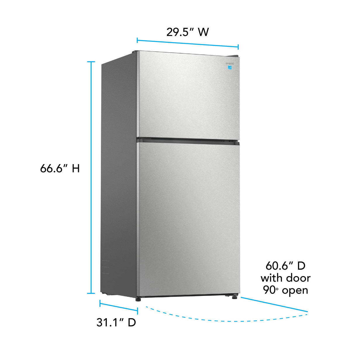 Avanti MaxxSpace Insulation™ Technology Garage-Ready Frost-Free Ice Maker-Ready Refrigerator, 21 cu. ft., ENERGY STAR, Stainless Steel Look (AVFF21DLJM0SS)