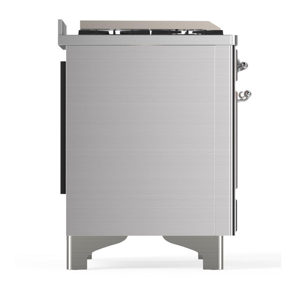 ILVE UM60FQNR3SSC Majestic III 60 inch Dual Fuel Range with 9 Burners and Griddle, Dual Function Burner up to 25,000 BTU (Natural Gas, Solid Door, Stainless Steel, Chrome)