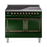 ILVE UNDI406QNMPEGB Nostalgie II Noblesse 40 inch Induction Range (Solid Door, Emerald Green, Burnished)