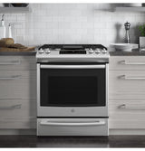 GE® 30" Slide-In Front-Control Convection Gas Range