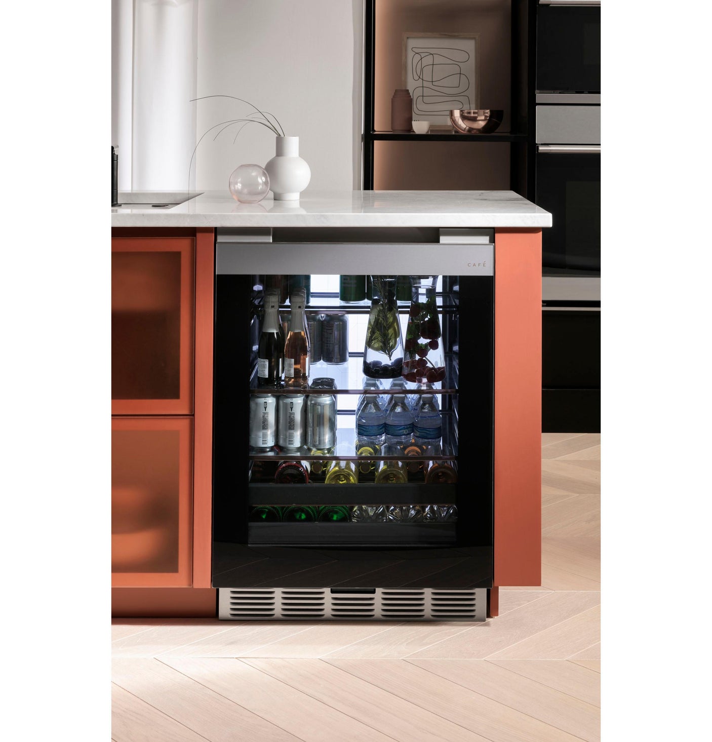 Café™ Beverage Center in Platinum Glass