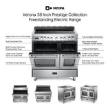 Verona VPFSEE365DSS 36 inch Prestige Series Freestanding Double Oven Electric Range with 5 Elements, 3.5 cu. ft. Total Oven Capacity, European Convection (Stainless Steel)