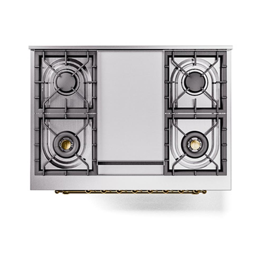 ILVE UN36FNMPMGG Nostalgie II Noblesse 36 inch Dual Fuel Range (Natural Gas, Triple Glass Door, Graphite Matte, Brass)