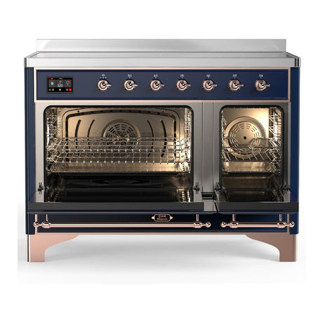 ILVE UMIB48QNR3MBP Majestic III 48 inch Induction Range with 6 Elements, 5.02 cu. ft. Total Oven Capacity (Solid Door, Midnight Blue, Copper)