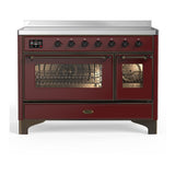ILVE UMIB48NR3BUB Majestic III 48 inch Induction Range with 6 Elements, 5.02 cu. ft. Total Oven Capacity (Triple Glass Door, Burgundy, Burnished)