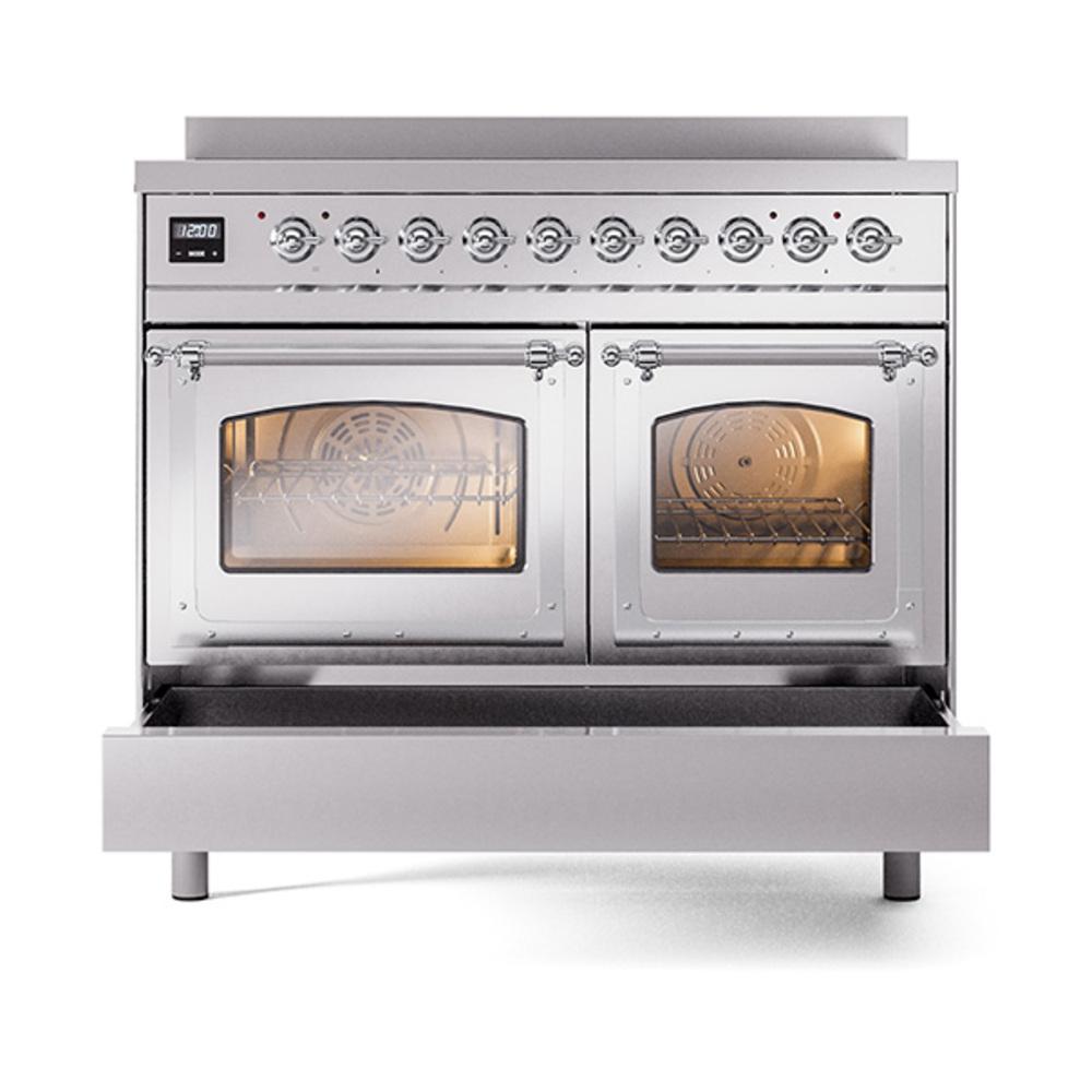 ILVE UNDI406NMPSSC Nostalgie II Noblesse 40 inch Induction Range (Triple Glass Door, Stainless Steel, Chrome)