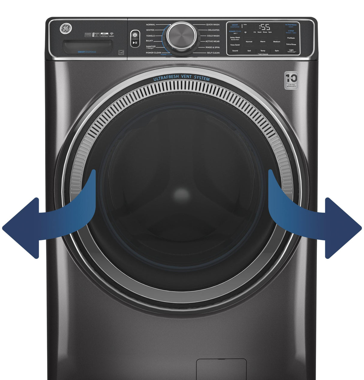GE® ENERGY STAR® 5.0 cu. ft. Capacity Smart Front Load Steam Washer with SmartDispense™ UltraFresh Vent System with OdorBlock™ and Steam